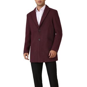 NWT Lars Amadeus Men’s Wool Blend Coat XXL Maroon Burgundy Long Overcoat Jacket